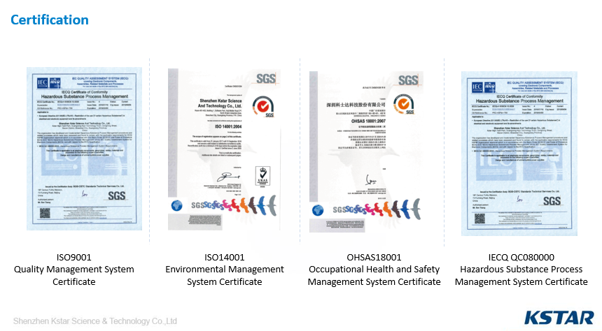 Certificação UPS kstar